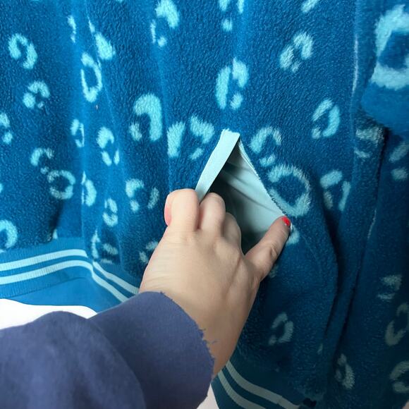 ZELOS Women's Blue Baggy Fleece Leopard Print Half Zip Pullover Jacket Size XL - Picture 3 of 7